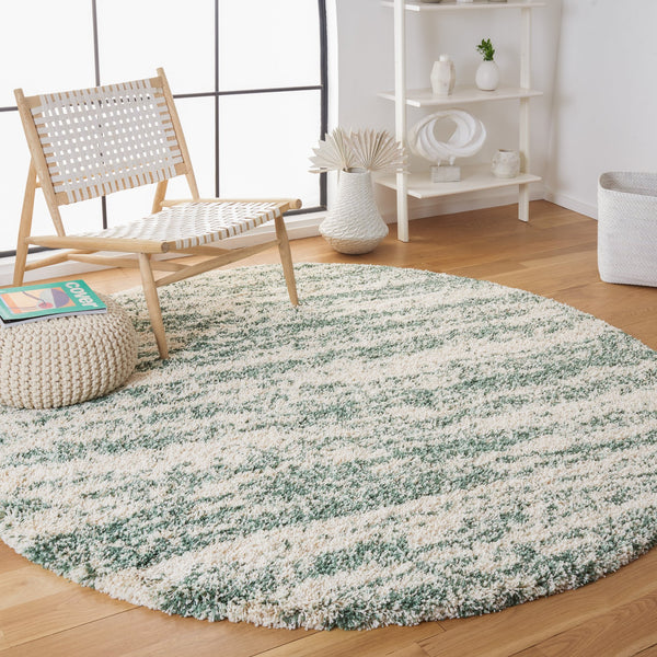 Safavieh Hudson Plush Shag Flokati Rug In Ivory And Green — Deep Pile, Power-Loomed Turkey Durability & Cozy Comfort 10'-0" x 10'-0" SGH206Y-10SQ