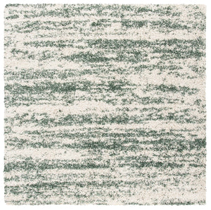 Safavieh Hudson Plush Round Shag Rug In Ivory & Green Abstract Flokati Texture — Durable, Cozy Centerpiece 8'-0" x 8'-0" SGH206Y-8R