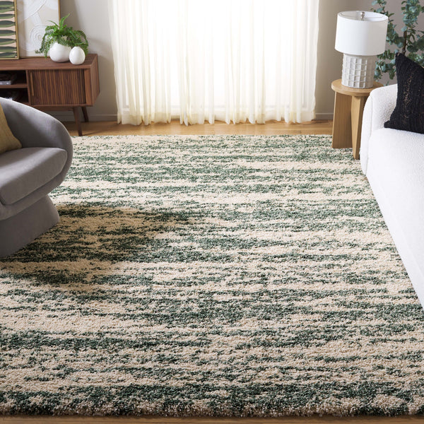 Safavieh Hudson Plush Shag Oval Rug In Ivory And Green — Flokati Texture, Power-Loomed Turkish Durability 6'-0" x 8'-0" SGH206Y-68OV