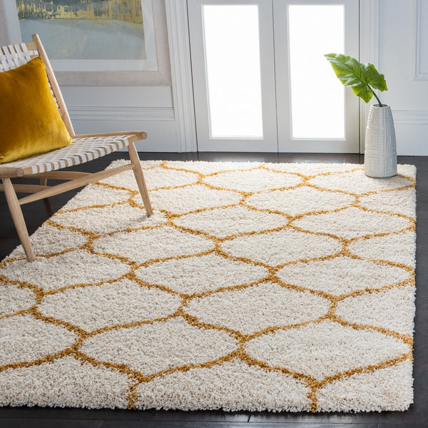 Safavieh Hudson Shag 280 Power Loomed Shag Rug Ivory / Gold 2' x 3'