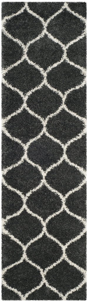 Safavieh Hudson Shag Area Rug - Plush Geometric Design For Modern Living Spaces, Soft & Durable Quality Dark Grey ,Ivory Polypropylene Sgh280g-8sq