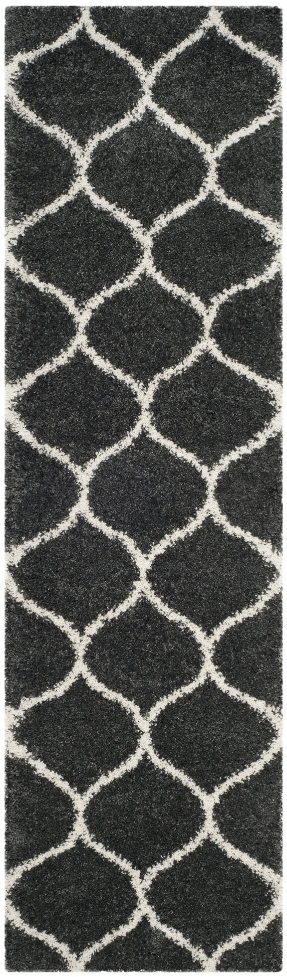 Safavieh Hudson Shag Area Rug - Plush Geometric Design For Modern Living Spaces, Soft & Durable Quality Dark Grey ,Ivory Polypropylene Sgh280g-8sq