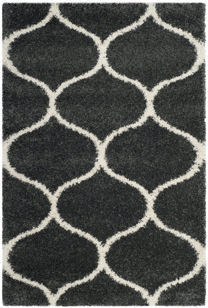 Safavieh Hudson Shag Area Rug - Plush Geometric Design For Modern Living Spaces, Soft & Durable Quality Dark Grey ,Ivory Polypropylene Sgh280g-8sq