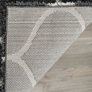 Safavieh Hudson Shag Area Rug - Plush Geometric Design For Modern Living Spaces, Soft & Durable Quality Dark Grey ,Ivory Polypropylene Sgh280g-8sq