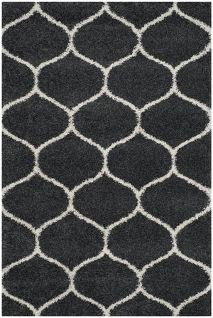 Safavieh Hudson Shag Area Rug - Plush Geometric Design For Modern Living Spaces, Soft & Durable Quality Dark Grey ,Ivory Polypropylene Sgh280g-8sq
