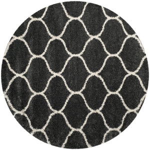 Safavieh Hudson Shag Area Rug - Plush Geometric Design For Modern Living Spaces, Soft & Durable Quality Dark Grey ,Ivory Polypropylene Sgh280g-8sq