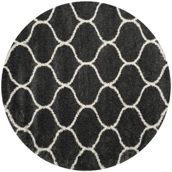 Safavieh Hudson Shag Area Rug - Plush Geometric Design For Modern Living Spaces, Soft & Durable Quality Dark Grey ,Ivory Polypropylene Sgh280g-8sq
