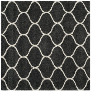 Safavieh Hudson Shag Area Rug - Plush Geometric Design For Modern Living Spaces, Soft & Durable Quality Dark Grey ,Ivory Polypropylene Sgh280g-8sq