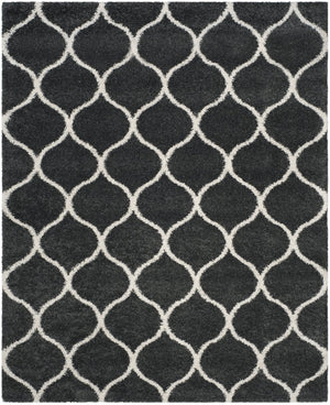 Safavieh Hudson Shag Area Rug - Plush Geometric Design For Modern Living Spaces, Soft & Durable Quality Dark Grey ,Ivory Polypropylene Sgh280g-8sq