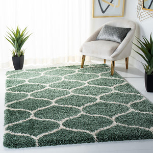 Safavieh Hudson Plush Shag Round Rug In Light Green Ivory — Flokati Texture, 1.75" Pile, Durable Power-Loomed Quality 4'-0" x 4'-0" SGH280X-4R
