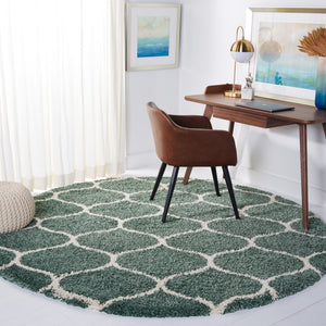 Safavieh Hudson Plush Shag Round Rug In Light Green Ivory — Flokati Texture, 1.75" Pile, Durable Power-Loomed Quality 4'-0" x 4'-0" SGH280X-4R