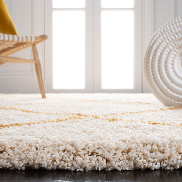 Safavieh Hudson Shag 281 Power Loomed Shag Rug Ivory / Gold SGH281E-2