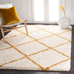 Safavieh Hudson Shag 281 Power Loomed Shag Rug Ivory / Gold SGH281E-2