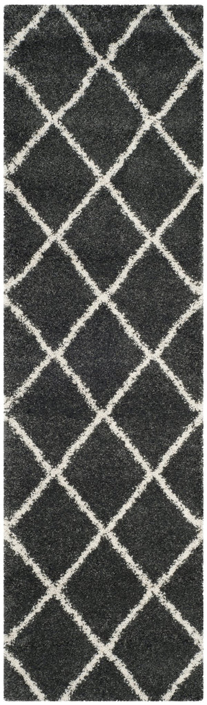 Safavieh Hudson Shag Area Rug - Luxurious Turkish Design With Plush Texture And Timeless Diamond Pattern Dark Grey ,Ivory Polypropylene Sgh281g-8sq