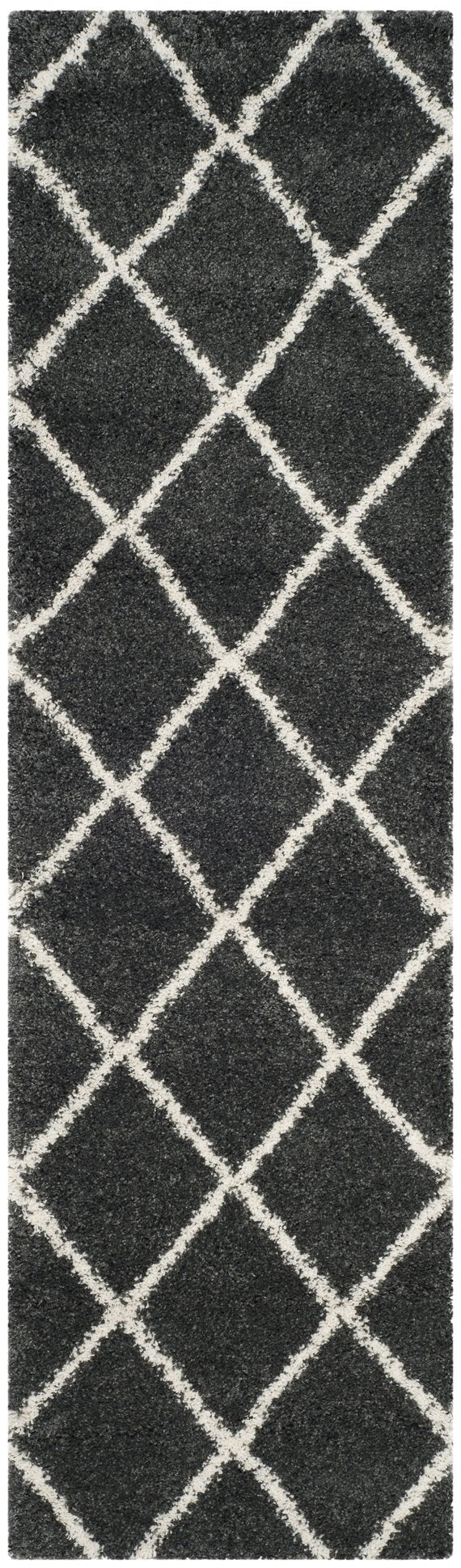 Safavieh Hudson Shag Area Rug - Luxurious Turkish Design With Plush Texture And Timeless Diamond Pattern Dark Grey ,Ivory Polypropylene Sgh281g-8sq