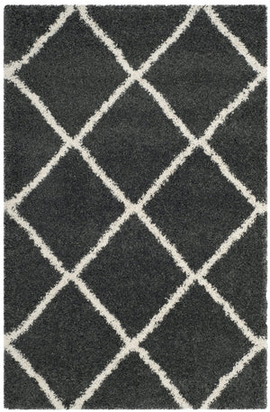Safavieh Hudson Shag Area Rug - Luxurious Turkish Design With Plush Texture And Timeless Diamond Pattern Dark Grey ,Ivory Polypropylene Sgh281g-8sq