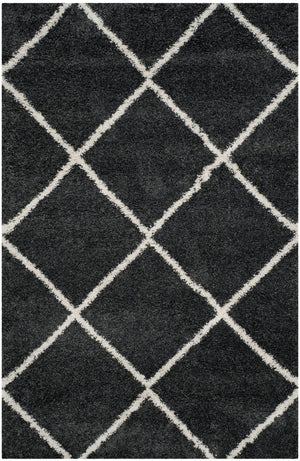 Safavieh Hudson Shag Area Rug - Luxurious Turkish Design With Plush Texture And Timeless Diamond Pattern Dark Grey ,Ivory Polypropylene Sgh281g-8sq