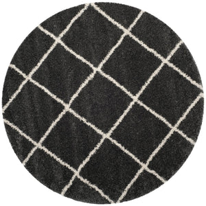 Safavieh Hudson Shag Area Rug - Luxurious Turkish Design With Plush Texture And Timeless Diamond Pattern Dark Grey ,Ivory Polypropylene Sgh281g-8sq