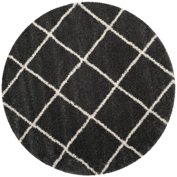 Safavieh Hudson Shag Area Rug - Luxurious Turkish Design With Plush Texture And Timeless Diamond Pattern Dark Grey ,Ivory Polypropylene Sgh281g-8sq