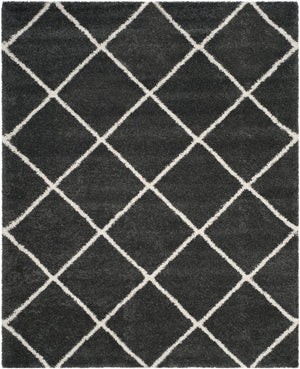 Safavieh Hudson Shag Area Rug - Luxurious Turkish Design With Plush Texture And Timeless Diamond Pattern Dark Grey ,Ivory Polypropylene Sgh281g-8sq