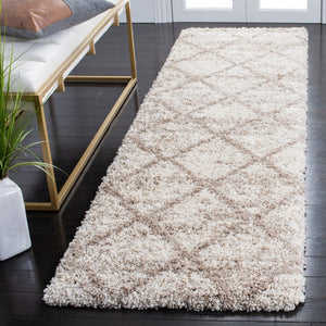 Safavieh Hudson Shag Flokati Runner Plush Ivory Beige Pile Rug for Hallway or Bedside 2'-3" x 10'-0" SGH281H-210