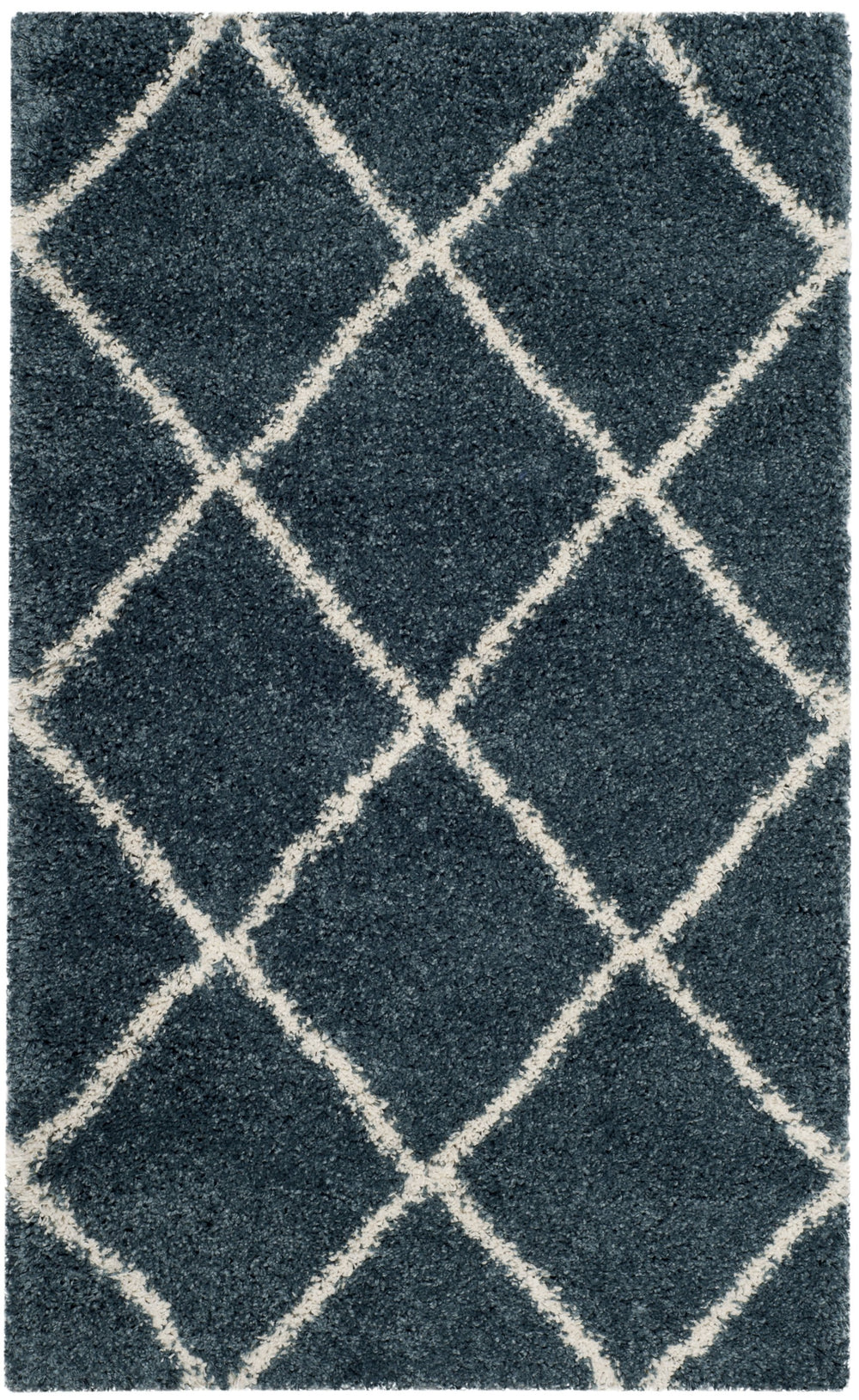 Safavieh Hudson Plush Shag Flokati Round Rug In Slate Blue And Ivory — Soft High-Pile Polypropylene, Turkish Crafted 4'-0" x 4'-0" SGH281L-4R