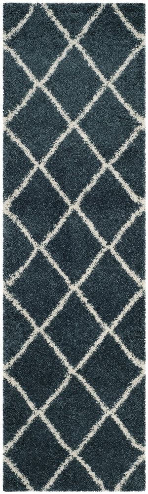 Safavieh Hudson Plush Shag Flokati Round Rug In Slate Blue And Ivory — Soft High-Pile Polypropylene, Turkish Crafted 4'-0" x 4'-0" SGH281L-4R