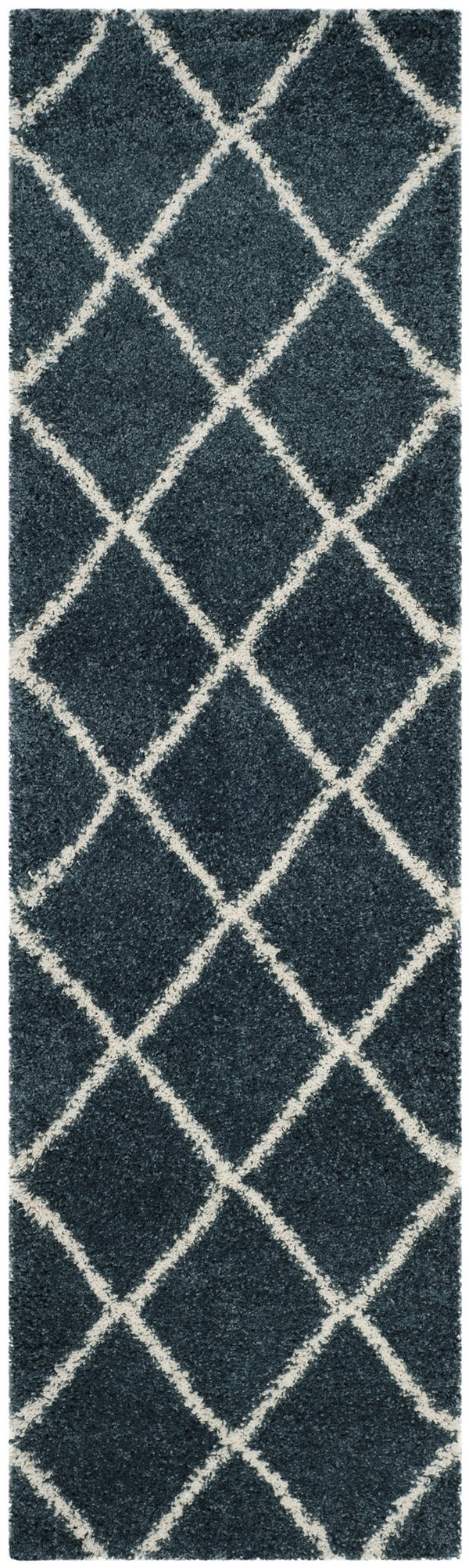 Safavieh Hudson Plush Shag Flokati Round Rug In Slate Blue And Ivory — Soft High-Pile Polypropylene, Turkish Crafted 4'-0" x 4'-0" SGH281L-4R