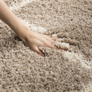 Safavieh Hudson Plush Shag Flokati Rug Beige & Ivory — Power-Loomed Turkish Texture, Stain-Resistant Comfort 4'-0" x 4'-0" SGH281S-4SQ