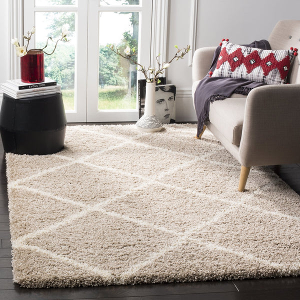 Safavieh Hudson Plush Shag Flokati Rug Beige & Ivory — Power-Loomed Turkish Texture, Stain-Resistant Comfort 4'-0" x 4'-0" SGH281S-4SQ