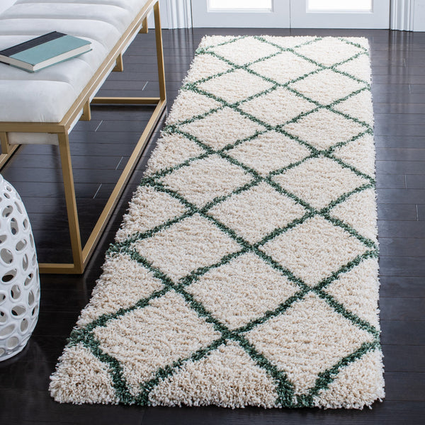 Safavieh Hudson Plush Round Shag Flokati Rug — Ivory & Green Blend, Thick 1.75" Pile, Cozy Textured Accent 4'-0" x 4'-0" SGH281X-4R