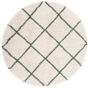 Safavieh Hudson Plush Round Shag Flokati Rug — Ivory & Green Blend, Thick 1.75" Pile, Cozy Textured Accent 4'-0" x 4'-0" SGH281X-4R