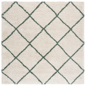 Safavieh Hudson Plush Round Shag Flokati Rug — Ivory & Green Blend, Thick 1.75" Pile, Cozy Textured Accent 4'-0" x 4'-0" SGH281X-4R