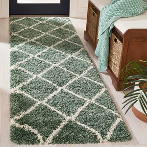 Safavieh Hudson Plush Shag Flokati Rug In Serene Green And Ivory — Power-Loomed, Deep 1.75" Pile Comfort 4'-0" x 4'-0" SGH281Y-4SQ