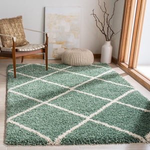 Safavieh Hudson Plush Shag Round Rug In Green And Ivory — Luxurious Flokati Pile, Durable Stain-Resistant Finish 4'-0" x 4'-0" SGH281Y-4R