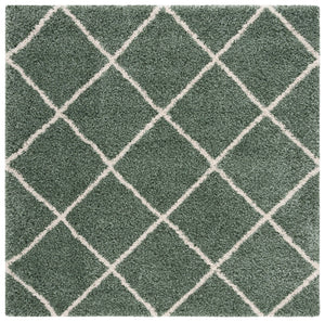 Safavieh Hudson Plush Shag Round Rug In Green And Ivory — Luxurious Flokati Pile, Durable Stain-Resistant Finish 4'-0" x 4'-0" SGH281Y-4R