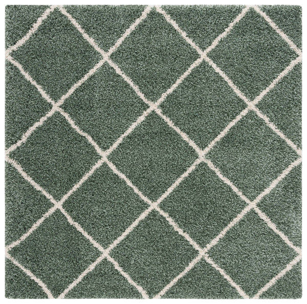 Safavieh Hudson Plush Shag Round Rug In Green And Ivory — Luxurious Flokati Pile, Durable Stain-Resistant Finish 4'-0" x 4'-0" SGH281Y-4R