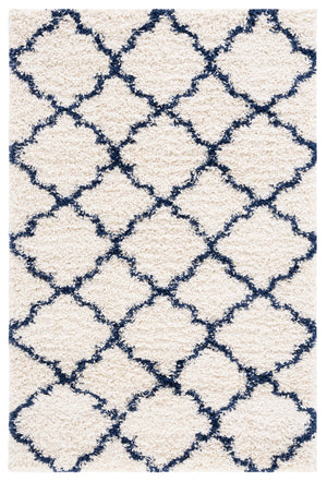 Safavieh Hudson Shag Area Rug - Luxurious Softness With Geometric Elegance For Modern Home Decor Upgrade Ivory ,Navy Polypropylene Sgh282d-4