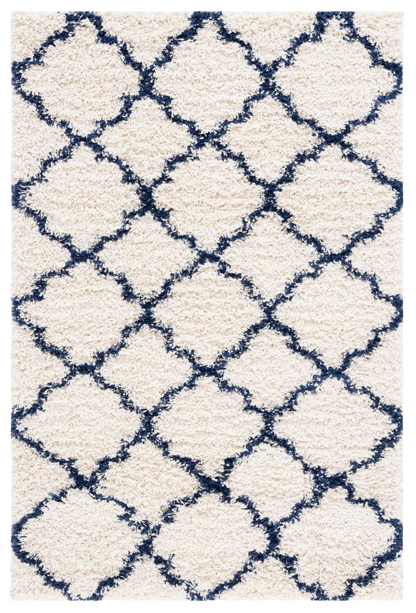 Safavieh Hudson Shag Area Rug - Luxurious Softness With Geometric Elegance For Modern Home Decor Upgrade Ivory ,Navy Polypropylene Sgh282d-4