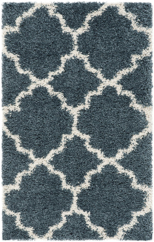 Safavieh Hudson Plush Round Shag Rug — Flokati-Style Slate Blue & Ivory, 1.75" Pile, Durable Polypropylene 4'-0" x 4'-0" SGH282L-4R