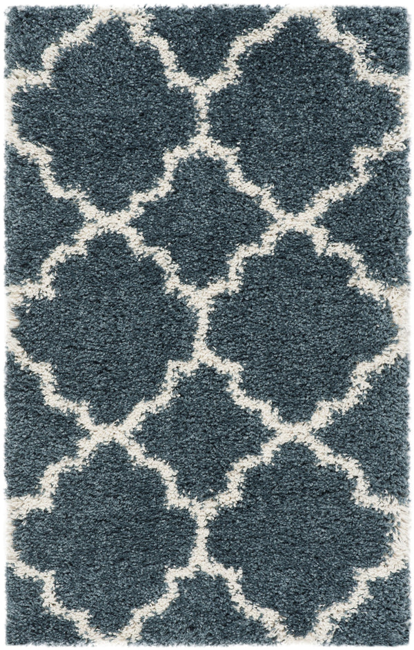 Safavieh Hudson Plush Round Shag Rug — Flokati-Style Slate Blue & Ivory, 1.75" Pile, Durable Polypropylene 4'-0" x 4'-0" SGH282L-4R