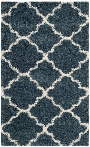 Safavieh Hudson Plush Round Shag Rug — Flokati-Style Slate Blue & Ivory, 1.75" Pile, Durable Polypropylene 4'-0" x 4'-0" SGH282L-4R