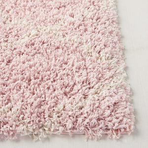 Safavieh Hudson Shag Area Rug - Luxurious Softness With Geometric Elegance For Modern Home Decor Upgrade Pink ,Ivory Polypropylene Sgh282m-4