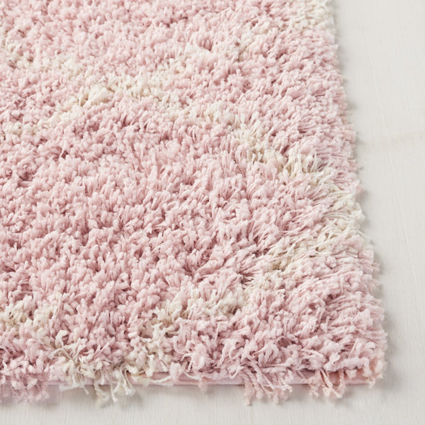 Safavieh Hudson Shag Area Rug - Luxurious Softness With Geometric Elegance For Modern Home Decor Upgrade Pink ,Ivory Polypropylene Sgh282m-4