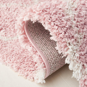 Safavieh Hudson Shag Area Rug - Luxurious Softness With Geometric Elegance For Modern Home Decor Upgrade Pink ,Ivory Polypropylene Sgh282m-4