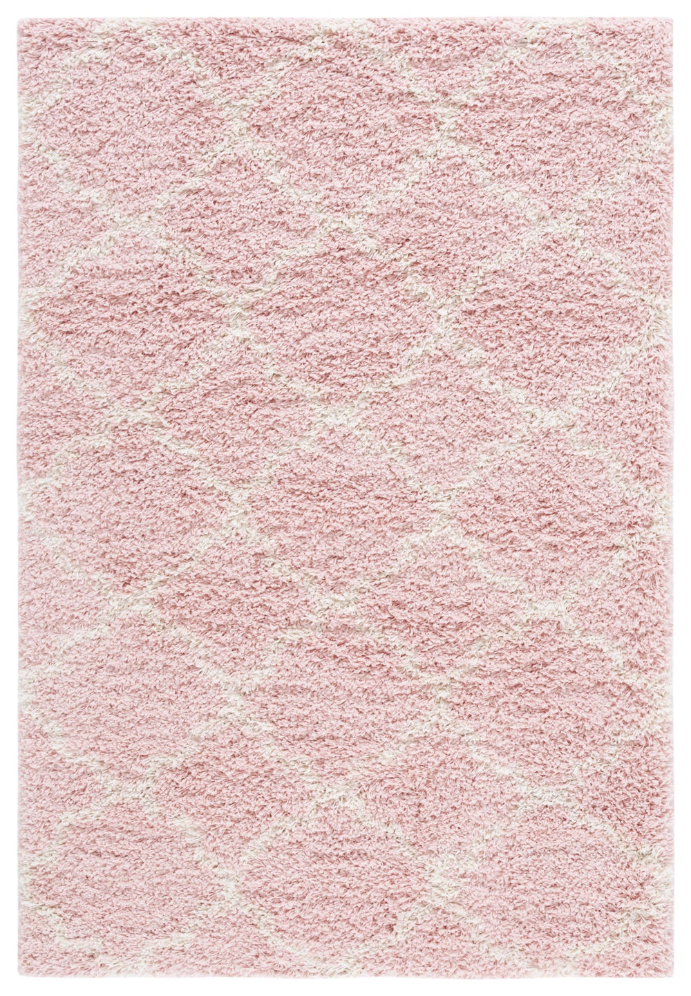 Safavieh Hudson Shag Area Rug - Luxurious Softness With Geometric Elegance For Modern Home Decor Upgrade Pink ,Ivory Polypropylene Sgh282m-4