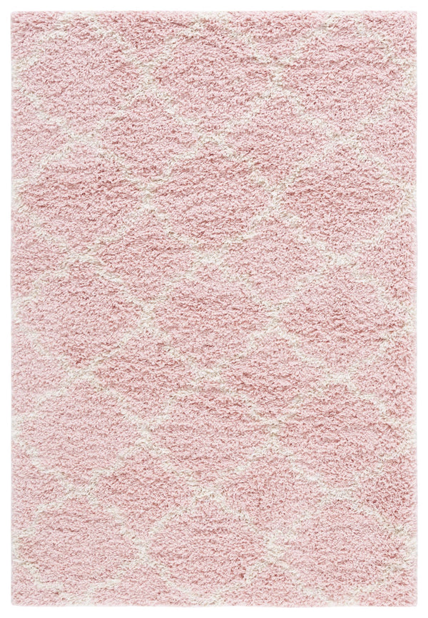 Safavieh Hudson Shag Area Rug - Luxurious Softness With Geometric Elegance For Modern Home Decor Upgrade Pink ,Ivory Polypropylene Sgh282m-4