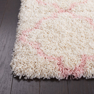 Safavieh Hudson Shag Area Rug - Luxurious Softness With Geometric Elegance For Modern Home Decor Upgrade Ivory ,Pink Polypropylene Sgh282p-4