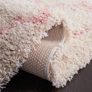 Safavieh Hudson Shag Area Rug - Luxurious Softness With Geometric Elegance For Modern Home Decor Upgrade Ivory ,Pink Polypropylene Sgh282p-4