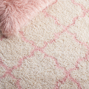 Safavieh Hudson Shag Area Rug - Luxurious Softness With Geometric Elegance For Modern Home Decor Upgrade Ivory ,Pink Polypropylene Sgh282p-4